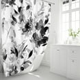 thumbnail image 2 of Small Stall Shower Curtain 36 x 72 Inch, Half Narrow Watercolor Floral Fabric Shower Curtain, Black and White Modern Abstract Flower Bathroom Shower Curtain Set with Hooks, 2 of 6