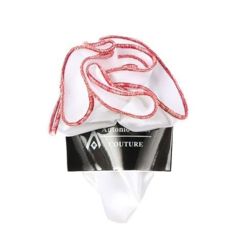 PS-Z-RD-3 - Round Pocket Square Accessory - White Red