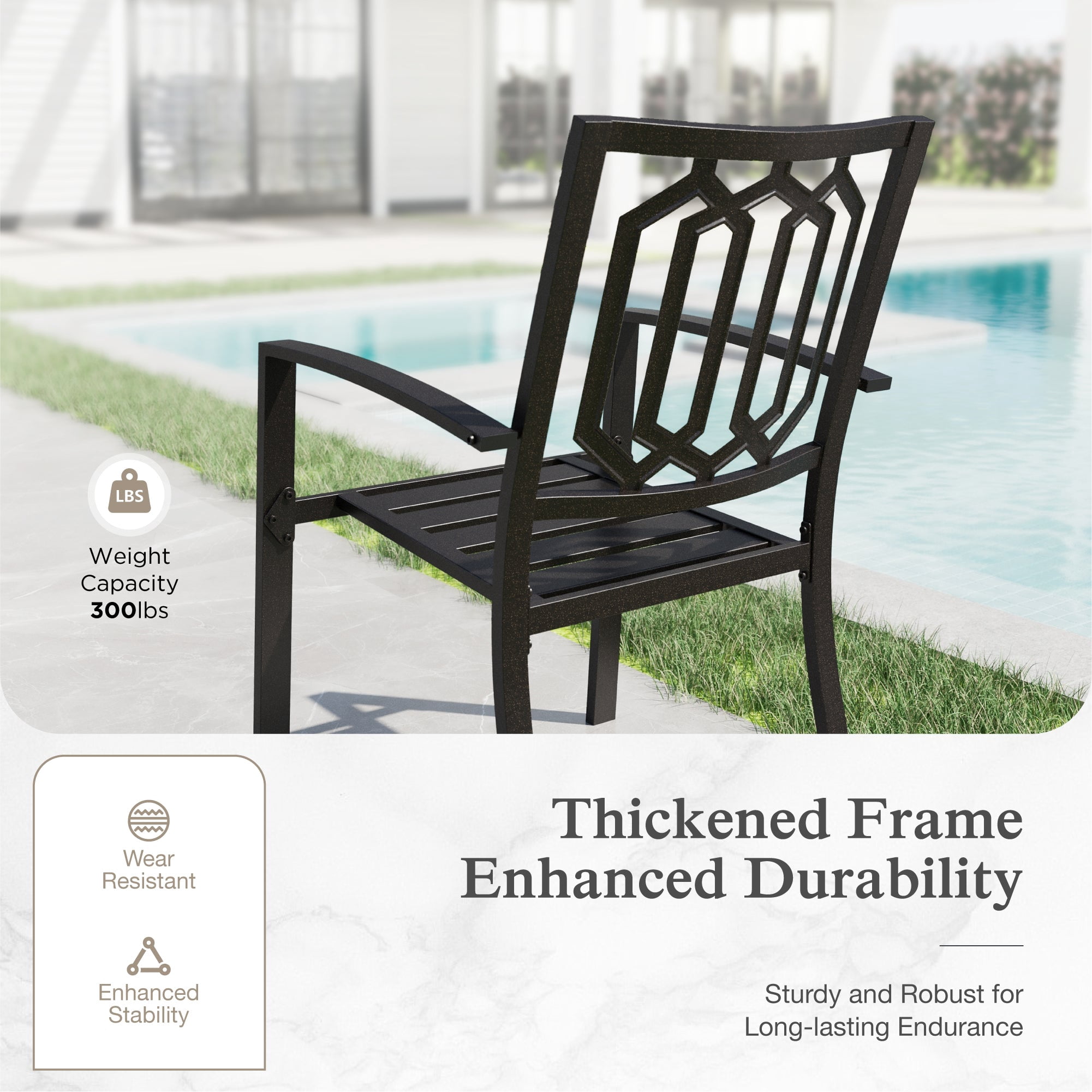 Sophia & William 9 Piece Outdoor Patio Dining Sets Metal Patio 67" Round Table and Black Stackable Chairs Furniture Set for 8-Person