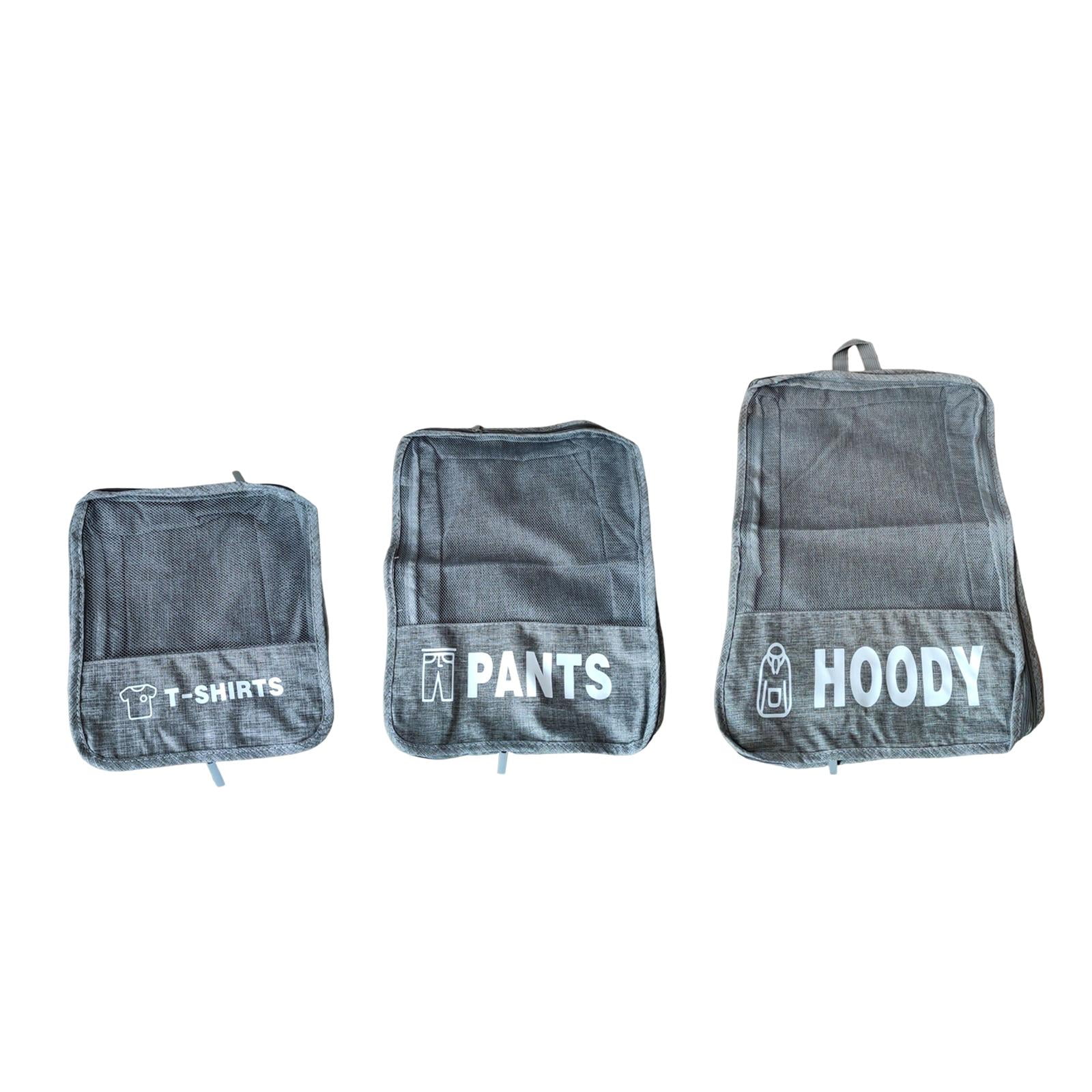 Nishiyuenyi 3 Pieces Compression Packing Cubes Expandable Travel Organizer Dustproof Luggage Grey
