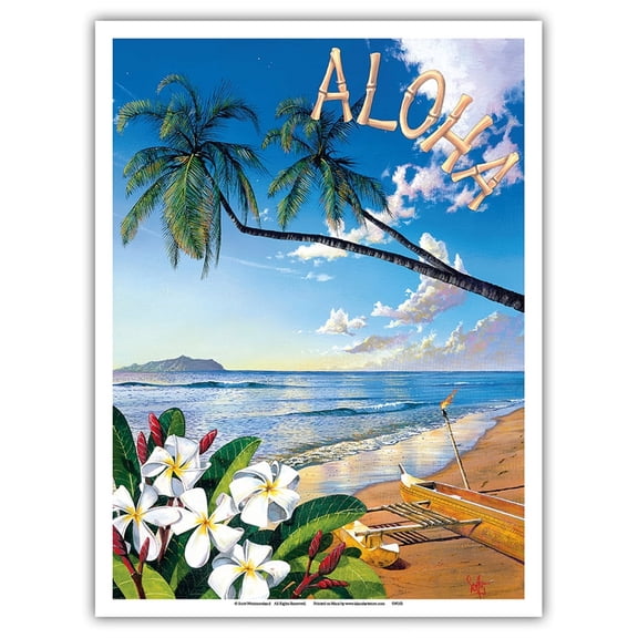 Distant Shores - Aloha - Hawaiian Island Paradise Ocean View - From an Original Color Painting by Scott Westmoreland - Master Art Print (Unframed) 9in x 12in