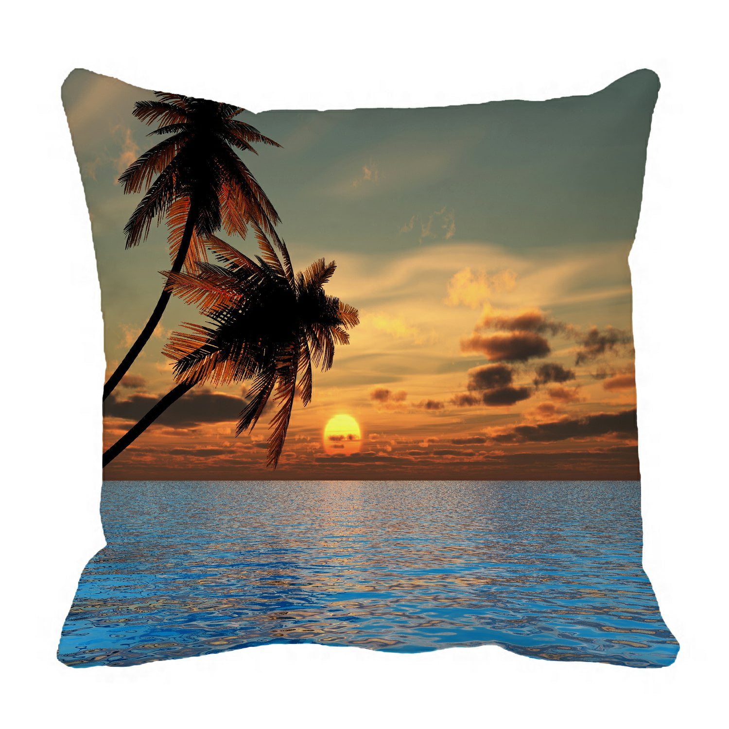 PHFZK Tropical Seascape Pillow Case, Sunset Coconut Palm Trees on a ...