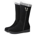 thumbnail image 2 of Winter Boots for Women Christmas Low Heel Faux Cuff Warm Booties Fleece Line Slip On 2025 Trendy Round Toe Cold Weather Winter Boots, 2 of 9