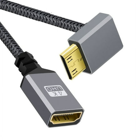 Chenyang 4K Type-C MINI HDMI 1.4 Male 90 Degree Up Angled to HDMI Female Extension Cable for DV MP4 Camera DC Laptop