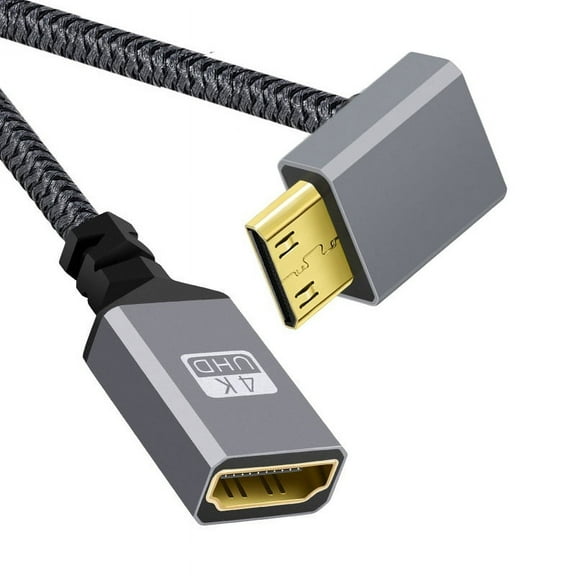 Chenyang 4K Type-C MINI HDMI 1.4 Male 90 Degree Up Angled to HDMI Female Extension Cable for DV MP4 Camera DC Laptop
