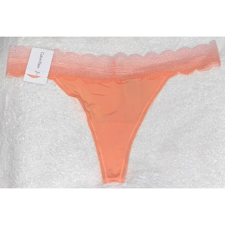 Calvin Klein Women's Micro with Lace Band Thong Panty, Mellow
