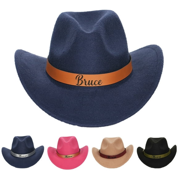 KAINSY Personalized Toddler Cowboy Hat, Custom Western Hat for Kid Ages 4-8, Leather Hatband Cowgirl Hats for Girls Boys(Children (52-54cm))