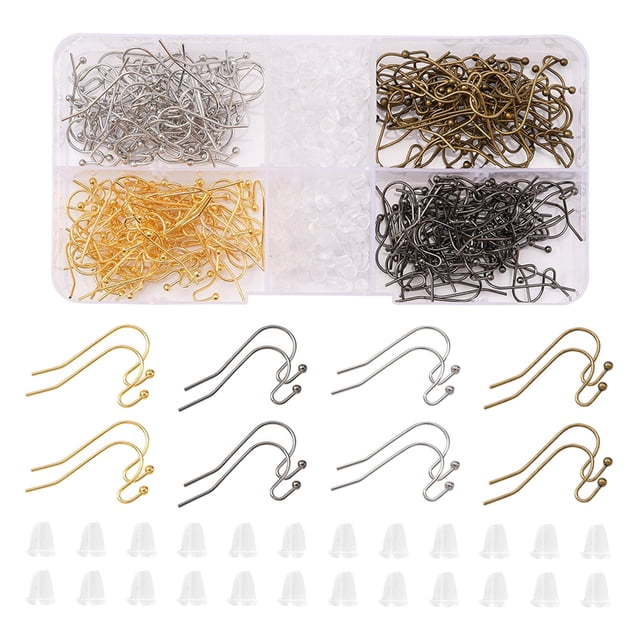 Kit para aretes con 240 piezas en la parte posterior aretes, fornituras de joyería Ganchos para aretes franceses Alambre para oreja