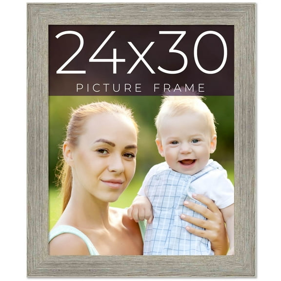 24x30 Frame Grey Real Wood Picture Frame Width 1.5 Inches | Interior Frame Depth 0.5 Inches | Barn