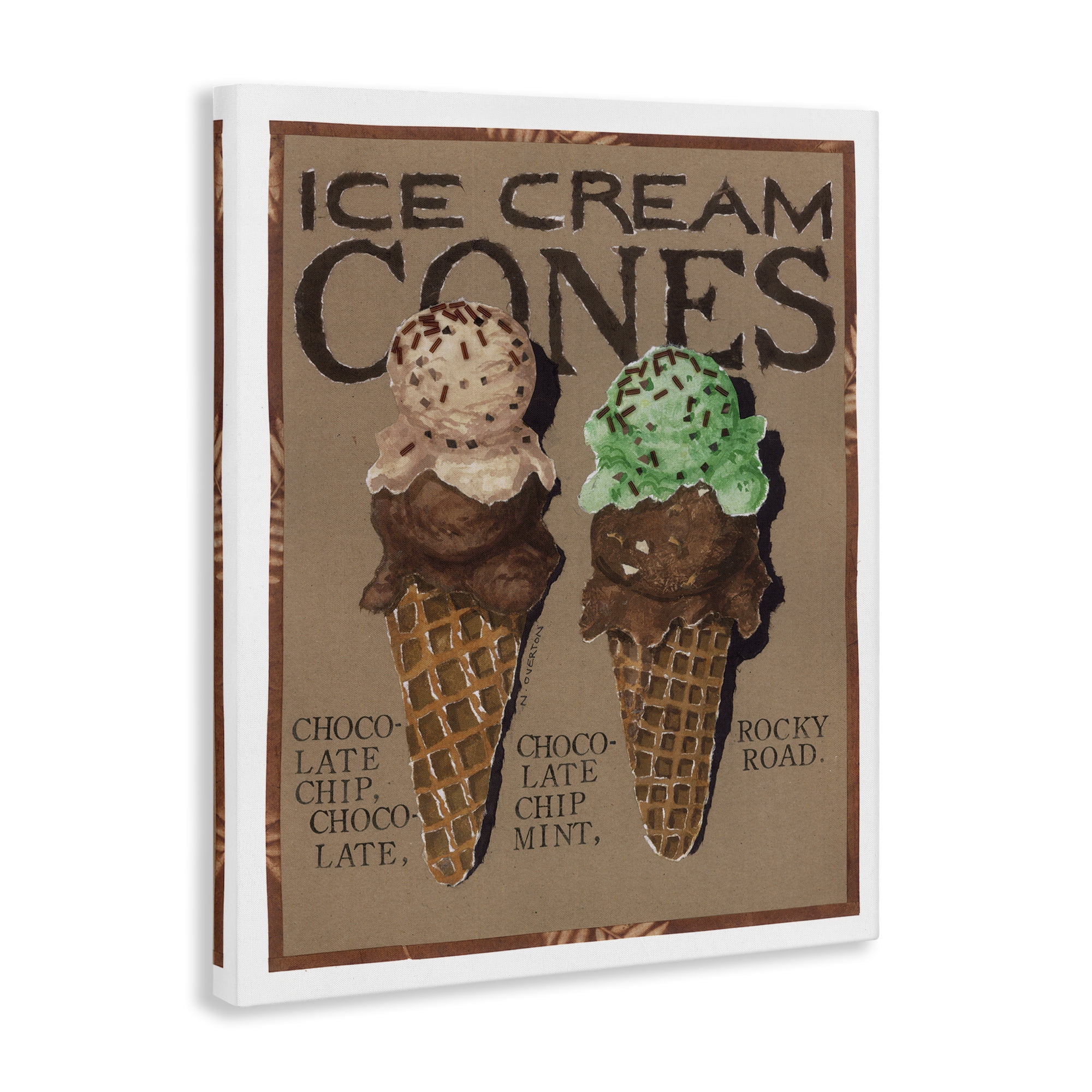 Stupell Industries Ice Cream Cones Food & Beverage Painting Gallery Wrapped Canvas Art Print Wall Art, 30 x 40