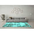 thumbnail image 3 of Ahgly Company Indoor Rectangle Abstract Turquoise Blue Modern Area Rugs, 8' x 10', 3 of 4