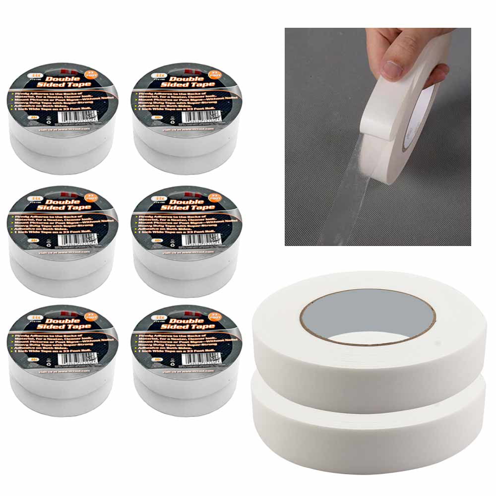 12 Rolls Adhesive Double-sided Tape Clear 1/8" wide 60 Yards Pressure Sensitive 