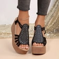 thumbnail image 2 of Rokment Women's Boho Glitter Rhinestones Platform Wedge Dress Sandals 2026 Beach Fashion Sparkly Chunky High Heels Slingback Sandal Casual Dressy Summer Shoes for Bride Wedding Ladies Black Size 9, 2 of 6