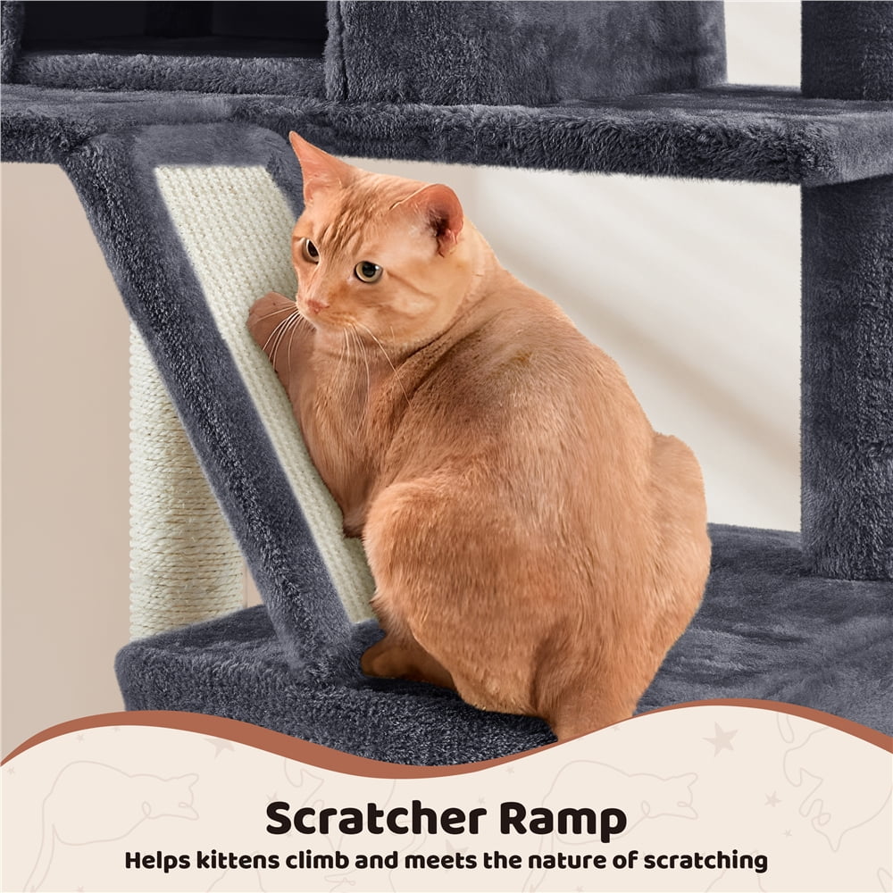 Yaheetech 71'' H Multi-Level Cat Tree Tower with Condos, Dark Gray