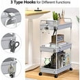 thumbnail image 3 of 3 Tier Rolling Storage Cart with Wheels Slim Craft Nail Makeup Snack Art Baby Utility Cart Organizer on 2 Lockable Wheels for Bathroom Laundry Room Kitchen Bedside Narrow Spaces, Gray, 3 of 8