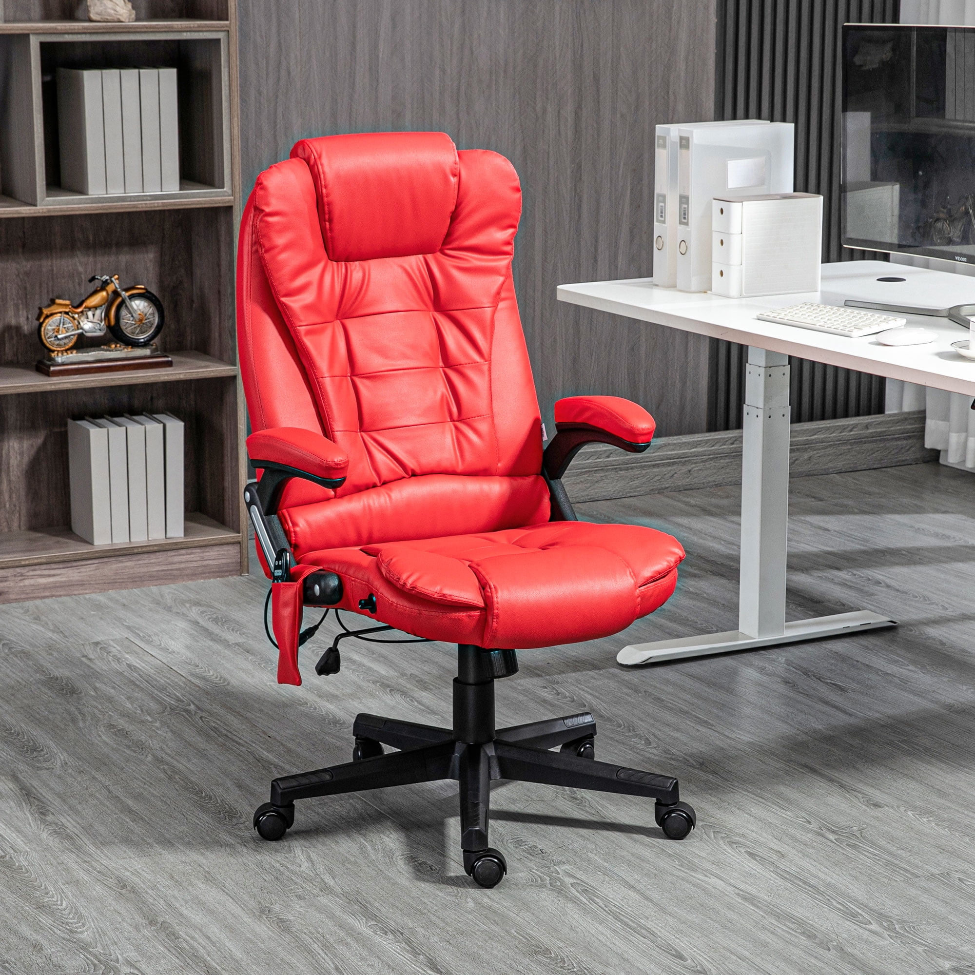 HOMCOM High Back Vibration Massage Office Chair with 6 Vibration Points, Heated Reclining PU Leather
