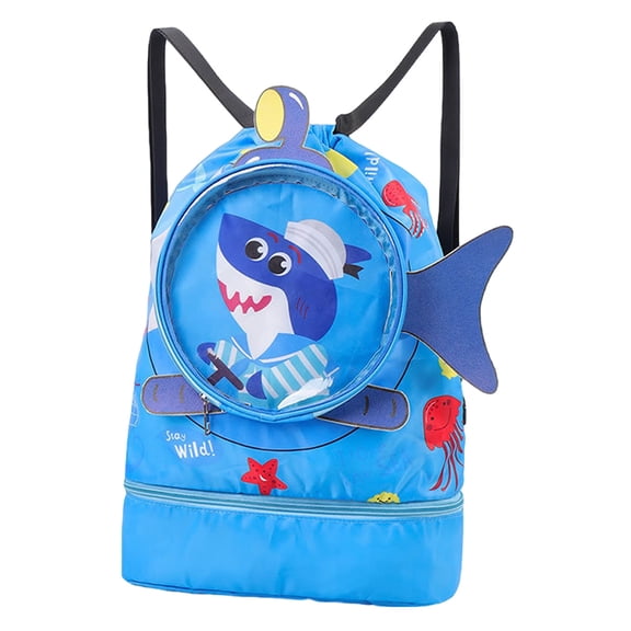 HUISZJ Dry Wet Swim Backpack Pool Drawstring Gym Storage Bag For Teener Outdoor Carrying Bag （Big Shark）