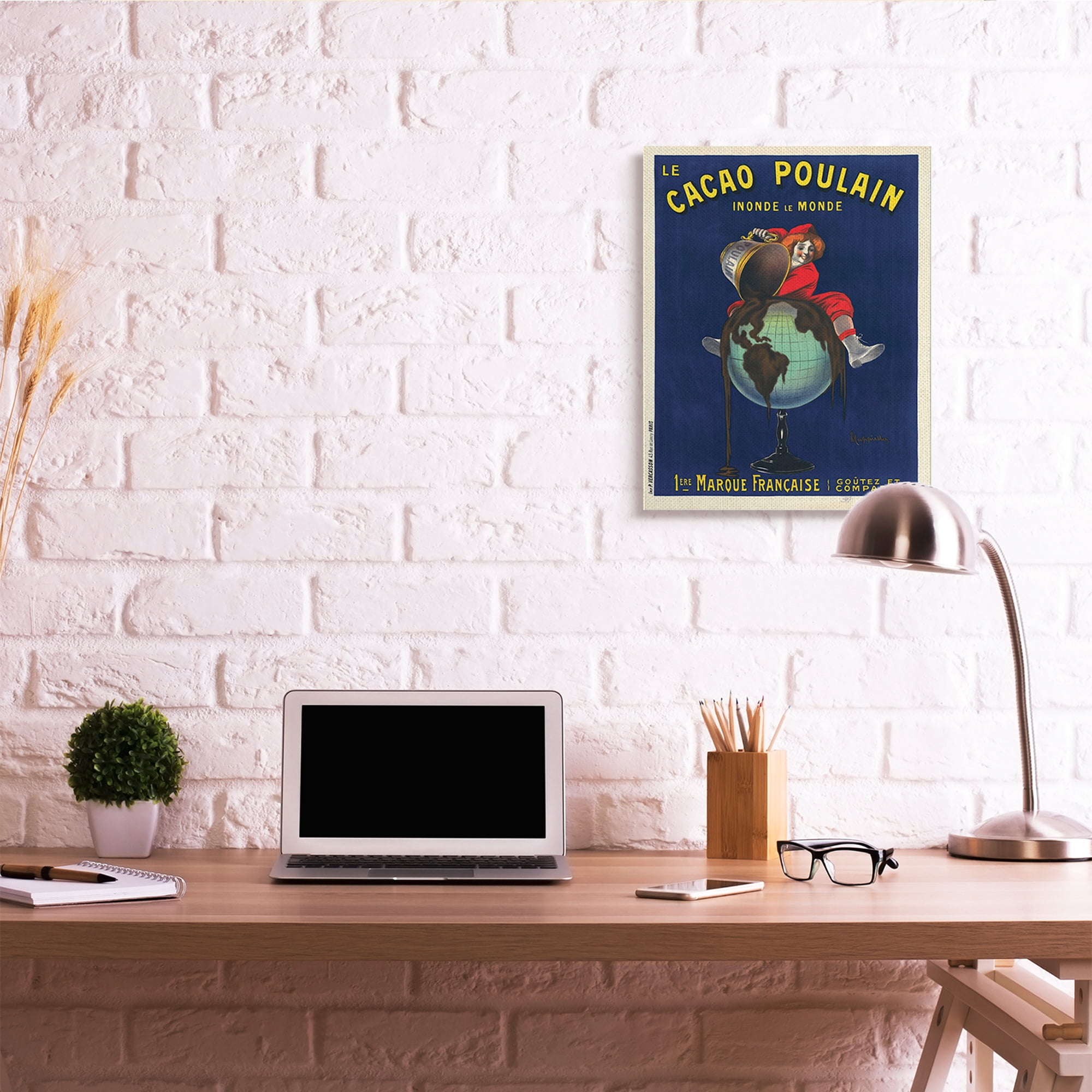 Stupell Industries Vintage Cacao Chocolate Advertisement Parisian Dessert Food & Beverage Painting Gallery Wrapped Canvas Art Print Wall Art, 24 x 30