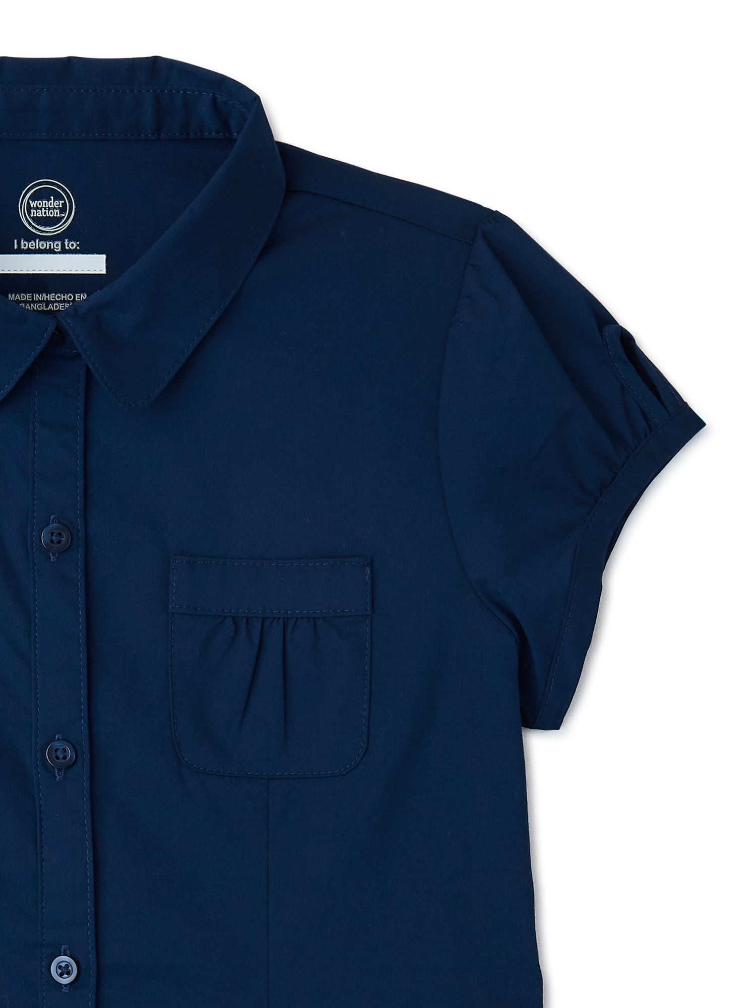 Wonder Nation Girls School Uniform Button-Up Shirt Dress, Sizes 4-16