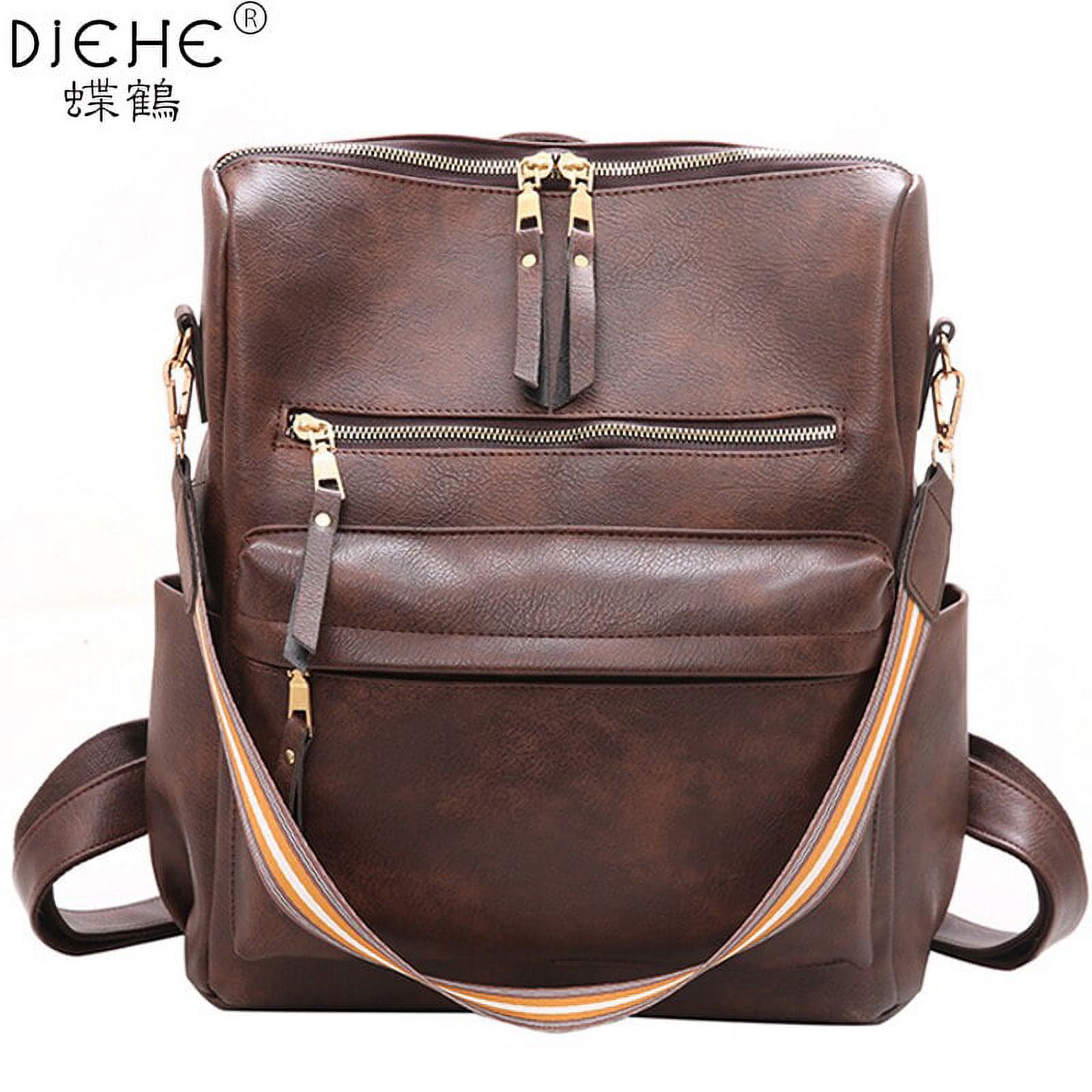 Men's Backpack Soft Leather School Bag Large Capacity Casual