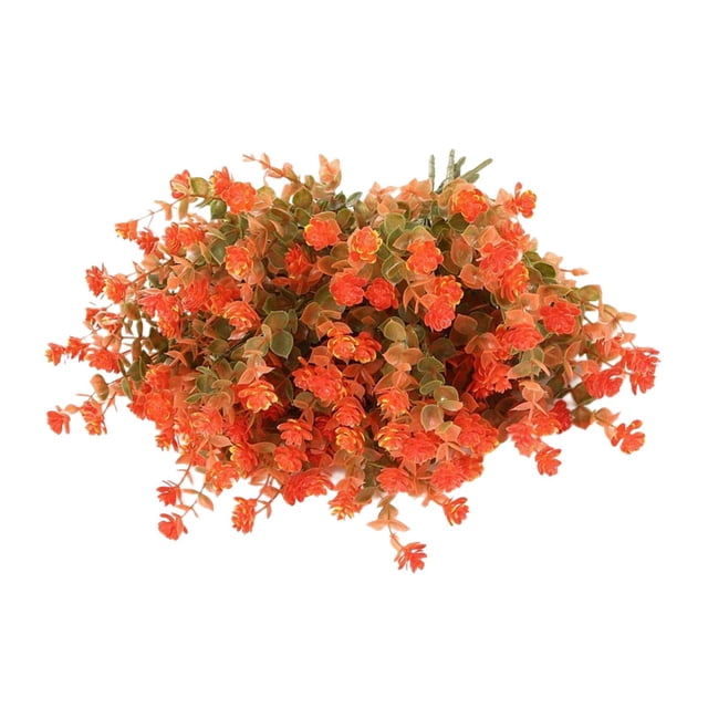 12 manojos de flores artificiales de plástico, arbustos y plantas. Naranja 2