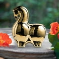 thumbnail image 4 of Figura de caballo abstracta, animal decorativo coleccionable, único y creativo. Oro, 4 of 9