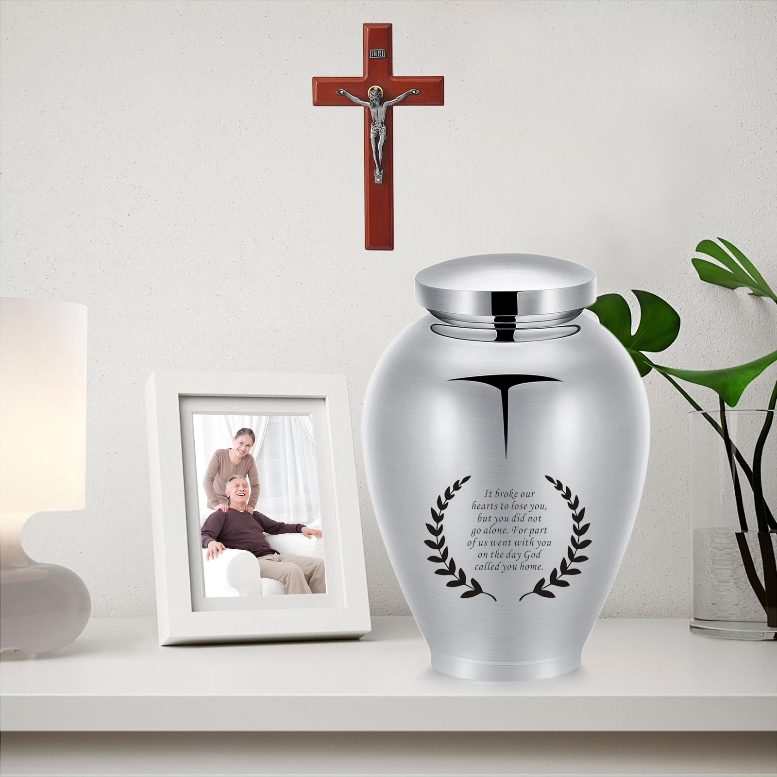 Olive Leaf Human / Pet Urn for Ashes 8.26 Inches Keepsake Urn for Human / Pet Ashes Olive Leaf Mini Urn Stainless Steel Ashes Holder Big Ash Urn for Ashes