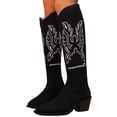 thumbnail image 3 of Embroidered Long Tube Flying Weaver Girl Big Size Thick Heel Denim Boots Retro Ethnic Elastic Boots, 3 of 8