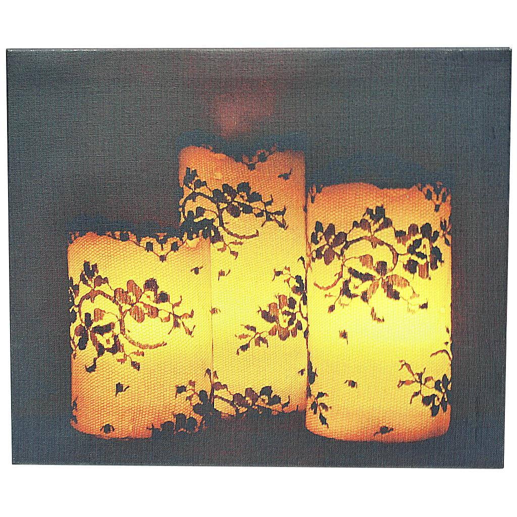 Timeless by Design 12070 LIGHTED BLACK LACE CANDLE CANVAS 12070 Candles Lanterns Lighted