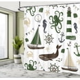 thumbnail image 4 of Ambesonne Nautical Shower Curtain, Pastel Colors Lighthouse, 69"Wx84"L, Dark Green and Brown, 4 of 4