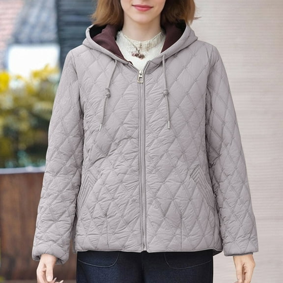 Roncen Short Quilted Winter Coats for Women - Hooded Heavy Warmth Puffer Jacket - Long Sleeve Insulated Outerwear with Zip Front & Cozy Lining - Thickened Cotton Parka for Cold Weather