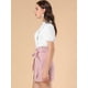 thumbnail image 3 of Allegra K Falda Corta Mini Con CinturÃ³n De Lazo A Cuadros Falda De AlgodÃ³n Con Bolsillo Lateral Cintura Alta Fruncido Para Mujer Rosa XL Unique Bargains Falda, 3 of 6