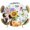 LightPink, variant on Elastic Fitted Round Tablecloth, Spring Dog Waterproof Stretch Table Cover for 45"-54" Tables, Retro Watercolor Botanical Floral Sunflower Washable Outdoor Tablecloths for Patio, Picnic, Camping
