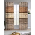 thumbnail image 2 of Farmhouse Beige Brown Sheer Curtains 84 Inch Length 2 Panels Set for Living Room/Bedroom, Vintage Wooden Striped Kitchen Curtains Grommet Semi-Sheer Curtains Drapes Voile Window Treatments 42"x84"x2, 2 of 7