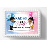 Image Gender Reveal Cake Topper, by Fades or Braids