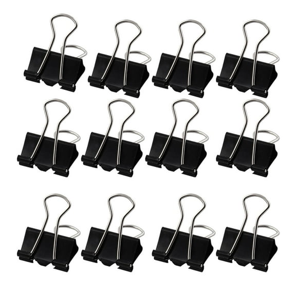 Unique Bargains 19mm Width Metal Papers Black Binder Clamps 12 PCS Pack