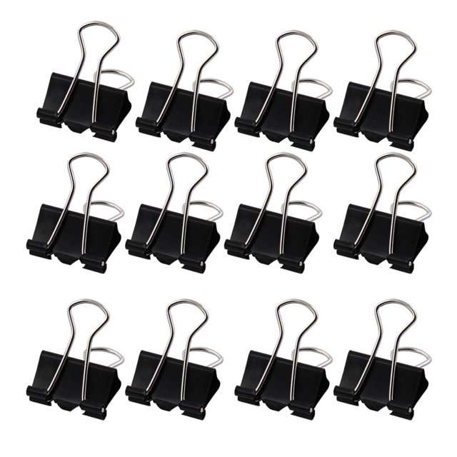Unique Bargains One Dozen 19mm Width Black Metal Documents Binder Clips
