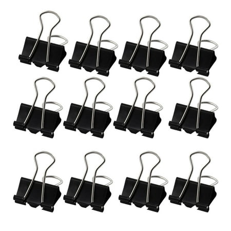 Unique Bargains 19mm Width Metal Papers Black Binder Clamps 12 PCS Pack