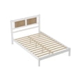 thumbnail image 3 of Yesfashion Queen/full Bed Frame, Wooden Platform Bed with Natural Rattan Headboard, Modern Minimalist Bed Frame with 12 Slats for Bedroom, Easy Assembly, 3 of 9