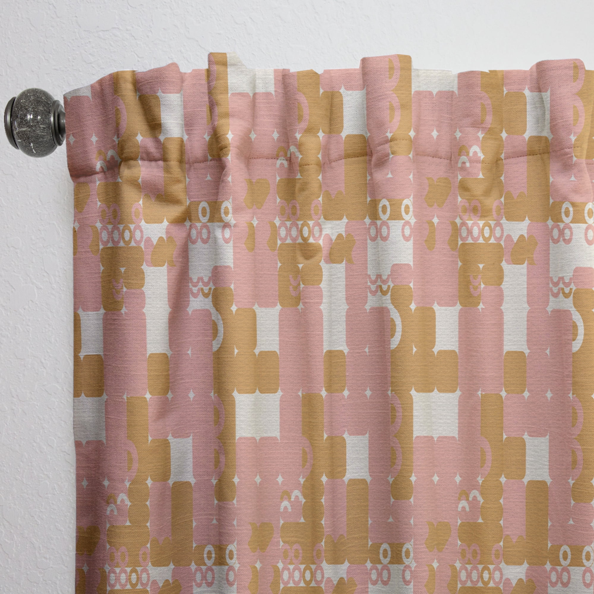 Designart 'Pink Abstract Retro Design' Mid-Century Modern Curtain Panel