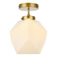 thumbnail image 3 of Lawrence 1 light brass and white glass flush mount, 3 of 3