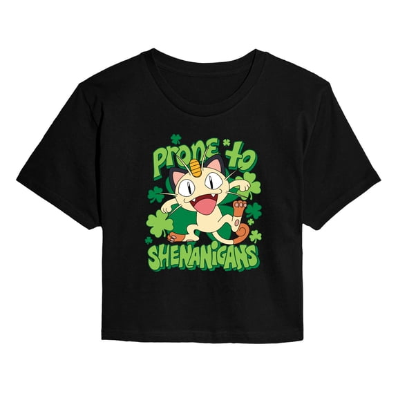 Pokémon - Shenanigans Meowth - Juniors Cropped Graphic T-Shirt