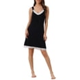 thumbnail image 1 of Noche de inspiración para mujeres, camisón sin mangas de modal con encaje, camisón de lencería XS negro, 1 of 5