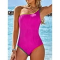 thumbnail image 4 of Asoul One Shoulder One Piece Swimsuits Womens Slimming Swimwear Color Block Textured Modest Bathing Suits Tummy Control Swimming Suits, 4 of 9