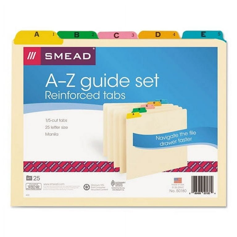 Top Tab A-Z File Guides, 1/5-Cut Top Tab, A to Z, 8.5 x 11, Manila, 25/Set Top Tab A-Z File Guides, 1/5-Cut Top Tab, A to Z, 8.5 x 11, Manila, 25/Set