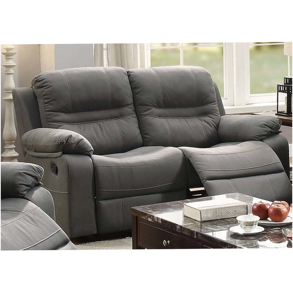 Slate Blue Bonded Leather Reclining Loveseat, Contemporary Motion Sofa for Living Room