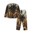 thumbnail image 2 of Goofa Skull Butterfly Sunflower Printed Women’s 2 Piece Pajama Set Super,Pajamas Women's Long Sleeve Sleepwear Soft Button Down Loungewear Pjs Lounge Set Nightwear-Small, 2 of 9