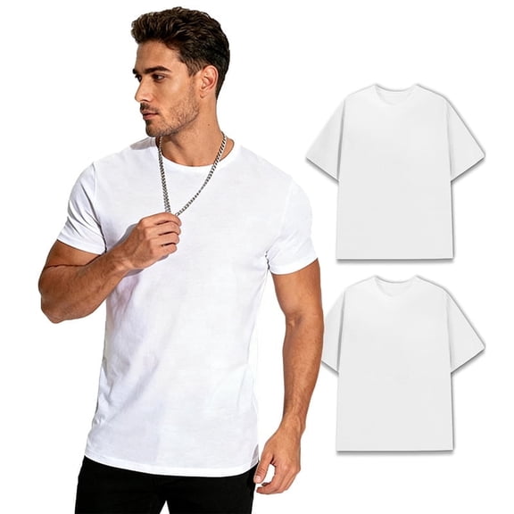 Men’s 100% Cotton T-Shirt, Crew Neck Solid Basic Tee, Heavyweight 180 GSM Soft Durable Shirt, S–3XL, 2 Pack