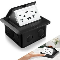 YNXGR Pop up Floor Outlet Floor Kit Waterproof Electrical Outlet Cover Box with 4.8A USB A & Type C Charge and 20 Amp Tamper Resistant Plug Receptacle Box for Countertop Office Home(Black)
