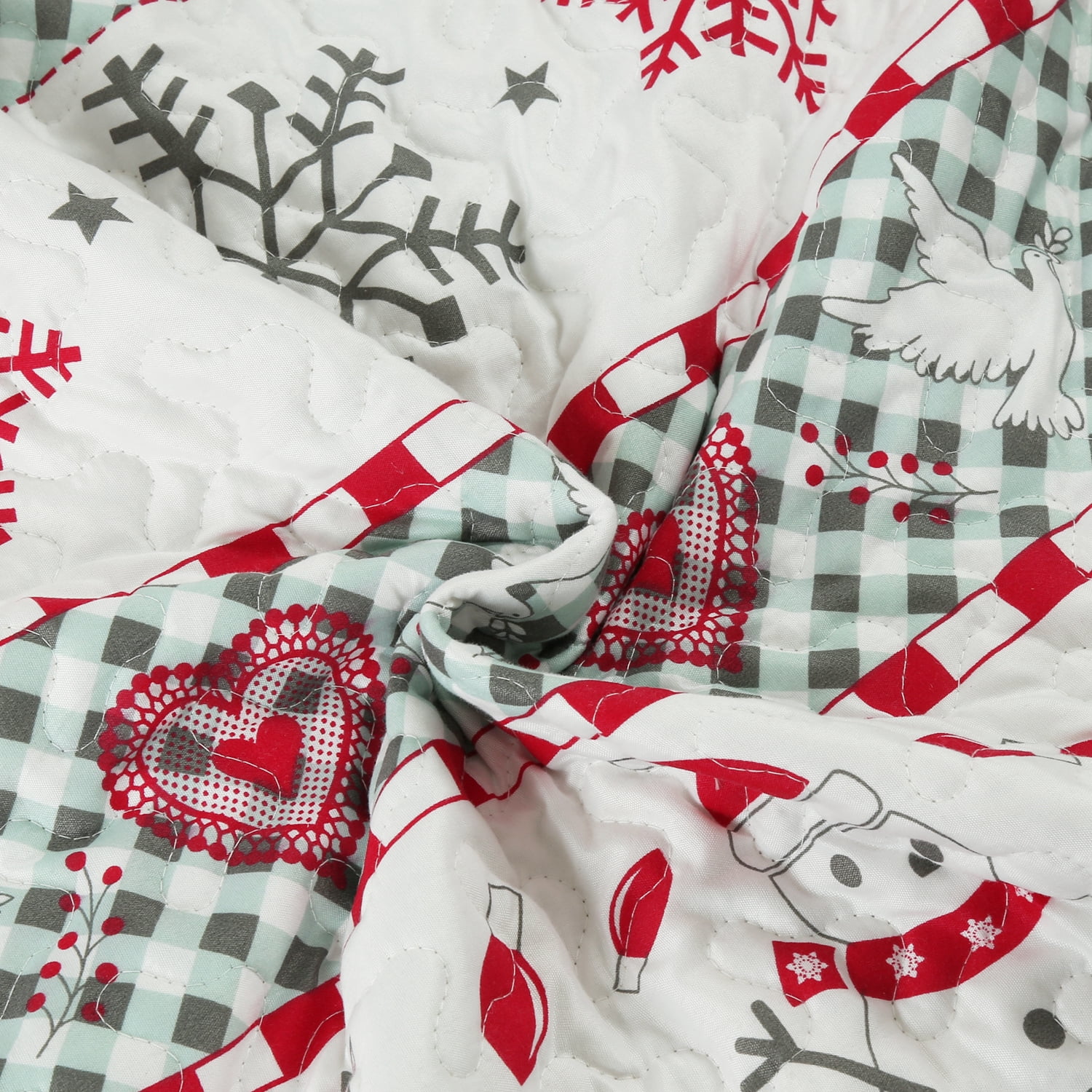 MarCielo 3 Pcs Snowman Christmas Quilt Bedspread Set C89